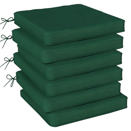 Photo of Outsunny Set of 6 Chair Cushion Seat Pads Dining Chair w/ Straps, Indoor Outdoor Removable Tie On Garden Patio, Green in Green colour on a white background