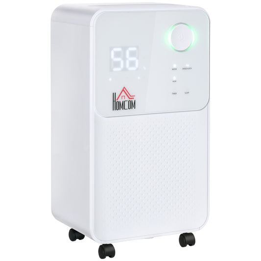 Photo of HOMCOM 12L/Day Dehumidifier for Home, Laundry Room, Bedroom, Basement, Electric Moisture Air De-Humidifier with 4 Modes, Continuous Drainage, 24H Timer, Digital Humidity Display in Display colour on a white background