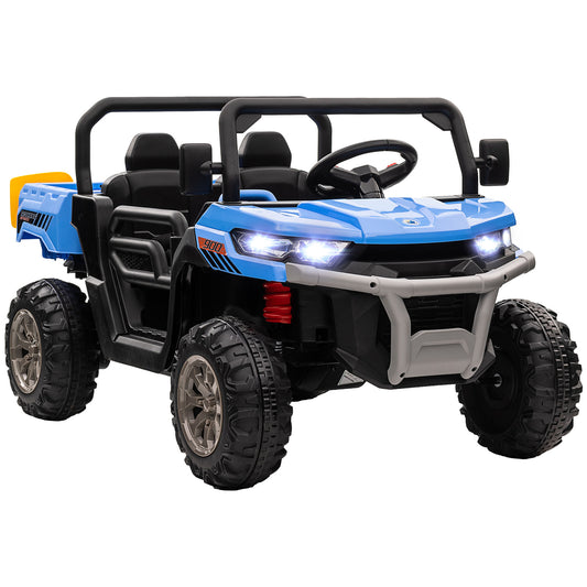 Photo of HOMCOM 12V 2 Seater Kids Electric Ride-On Car with Electric Bucket, Remote Control - Blue in Blue colour on a white background