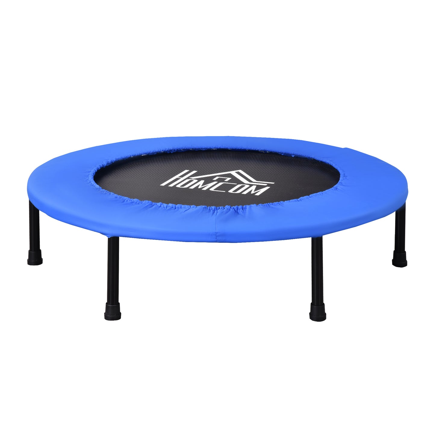 Photo of HOMCOM 36" Mini Fitness Trampoline Home Gym Yoga Exercise Rebounder Indoor Outdoor Jumper with Safety Pad, Support Up to 100 KG, Blue and Black in Black colour on a white background