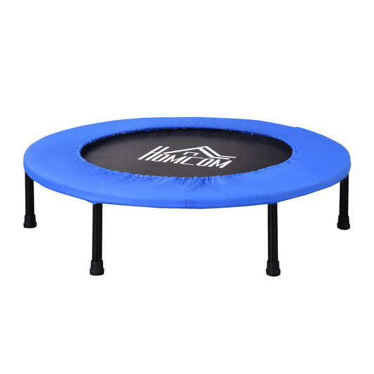Photo of HOMCOM 36" Mini Fitness Trampoline Home Gym Yoga Exercise Rebounder Indoor Outdoor Jumper with Safety Pad, Support Up to 100 KG, Blue and Black in Black colour on a white background
