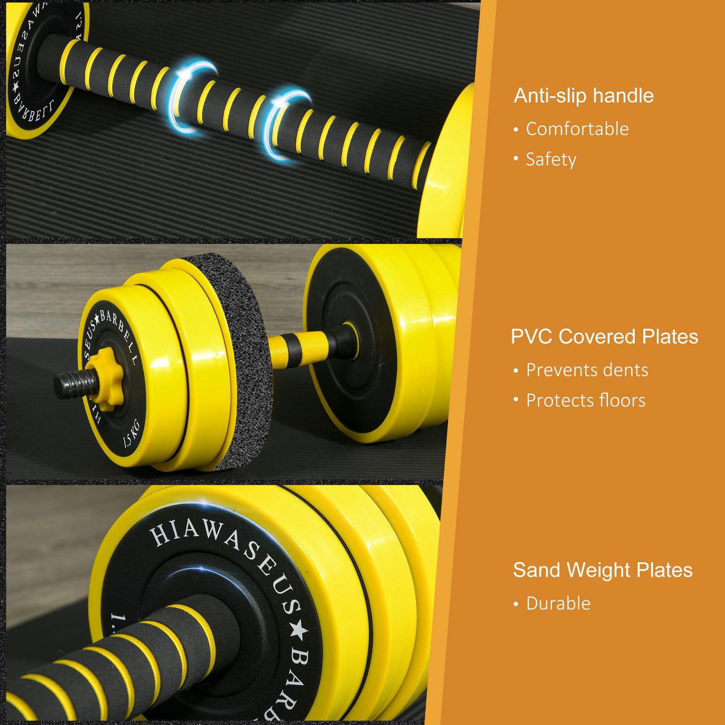 HOMCOM 25KG Dumbbell & Barbell  Adjustable Set Plate Bar Clamp Rod Home Gym Sports Area Exercise Ergonomic