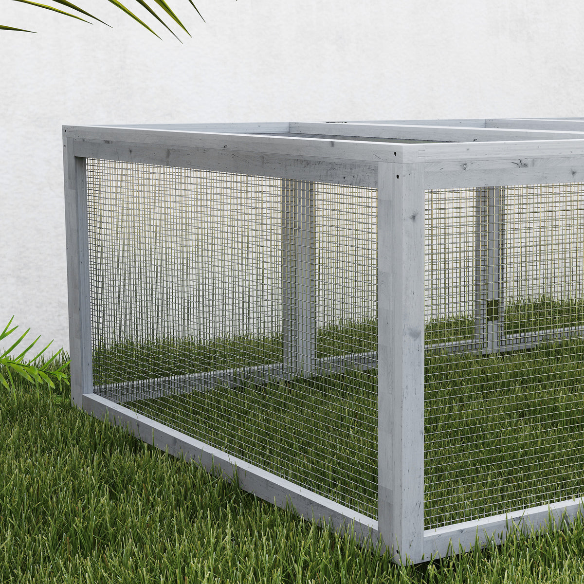 PawHut 6ft Outdoor Rabbit Hutch for 2-4 Rabbits, Fir Wood Run with Wire Mesh & Openable Roof, 181 x 100 x 48 cm, Grey