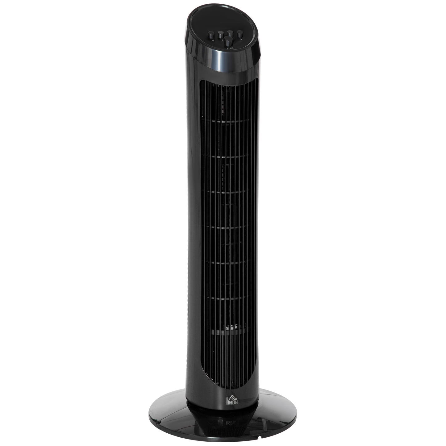 Photo of HOMCOM Tower Fan for Bedroom, 30 inch, 6 m/s Powerful Velocity, Standing Floor Fan with 70° Oscillating and 3 Speeds for Home Office Indoor, Black in Black colour on a white background