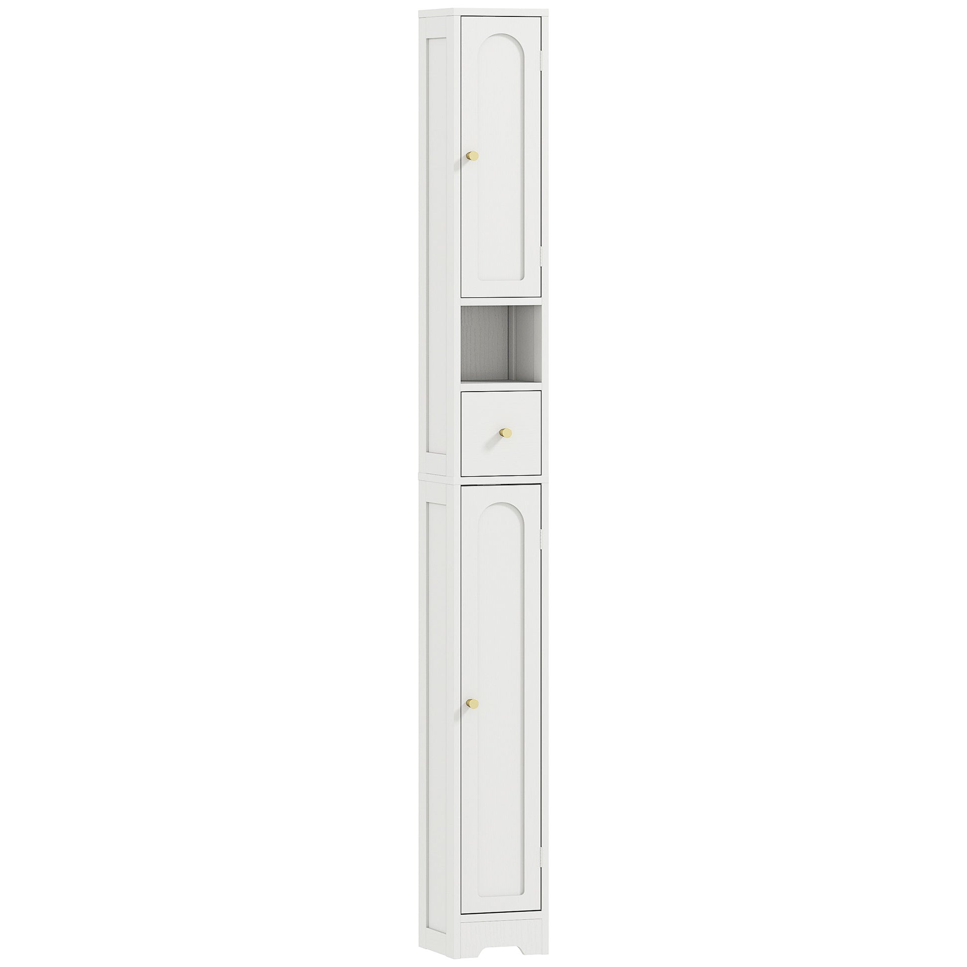 Photo of HOMCOM 185 cm Tall Bathroom Cabinet with Arched Doors - White in White colour on a white background