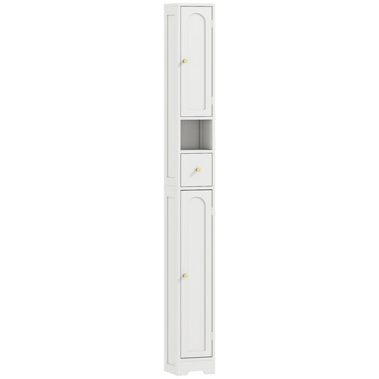 Photo of HOMCOM 185 cm Tall Bathroom Cabinet with Arched Doors - White in White colour on a white background