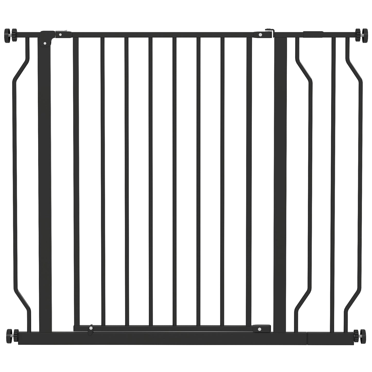 Photo of PawHut Wide Dog Safety Gate, with Door Pressure, for Doorways, Hallways, Staircases - Black in Black colour on a white background