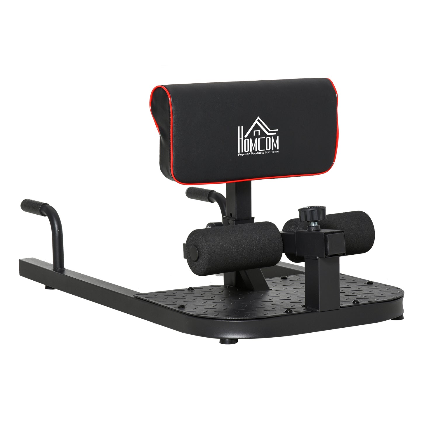 Photo of HOMCOM Squat Machine with Push Up Stand, Padded Hip Thrust Bench with Adjustable Cushion for Home Gym Work Out, Black in Black colour on a white background