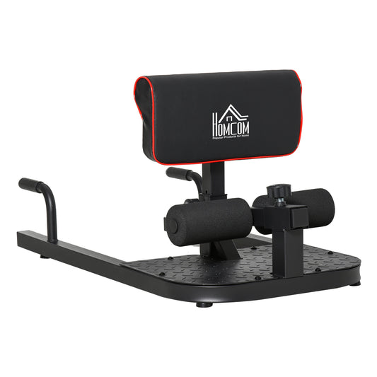 Photo of HOMCOM Squat Machine with Push Up Stand, Padded Hip Thrust Bench with Adjustable Cushion for Home Gym Work Out, Black in Black colour on a white background