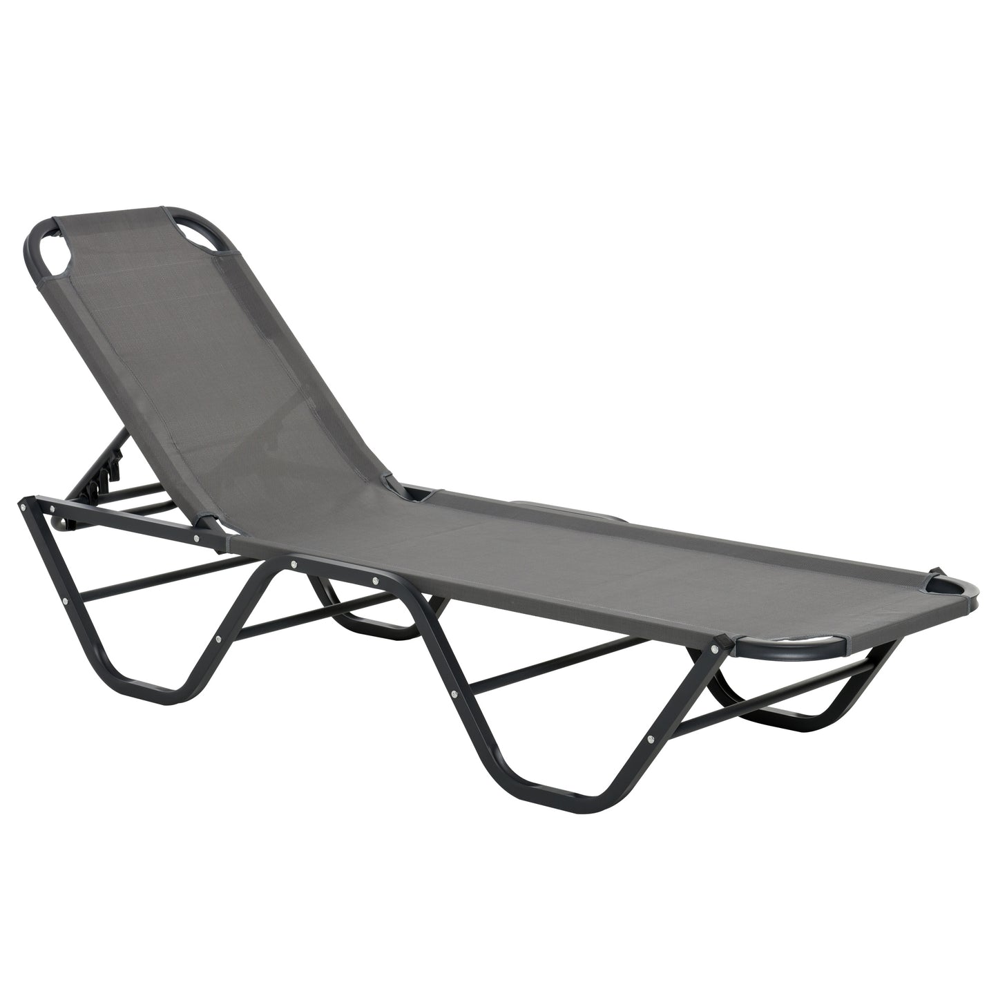 Photo of Outsunny Sun Lounger Relaxed Recliner with 5-Position Adjustable Backrest Aluminium Frame for Pool, Sun Bathing, Grey in Grey colour on a white background