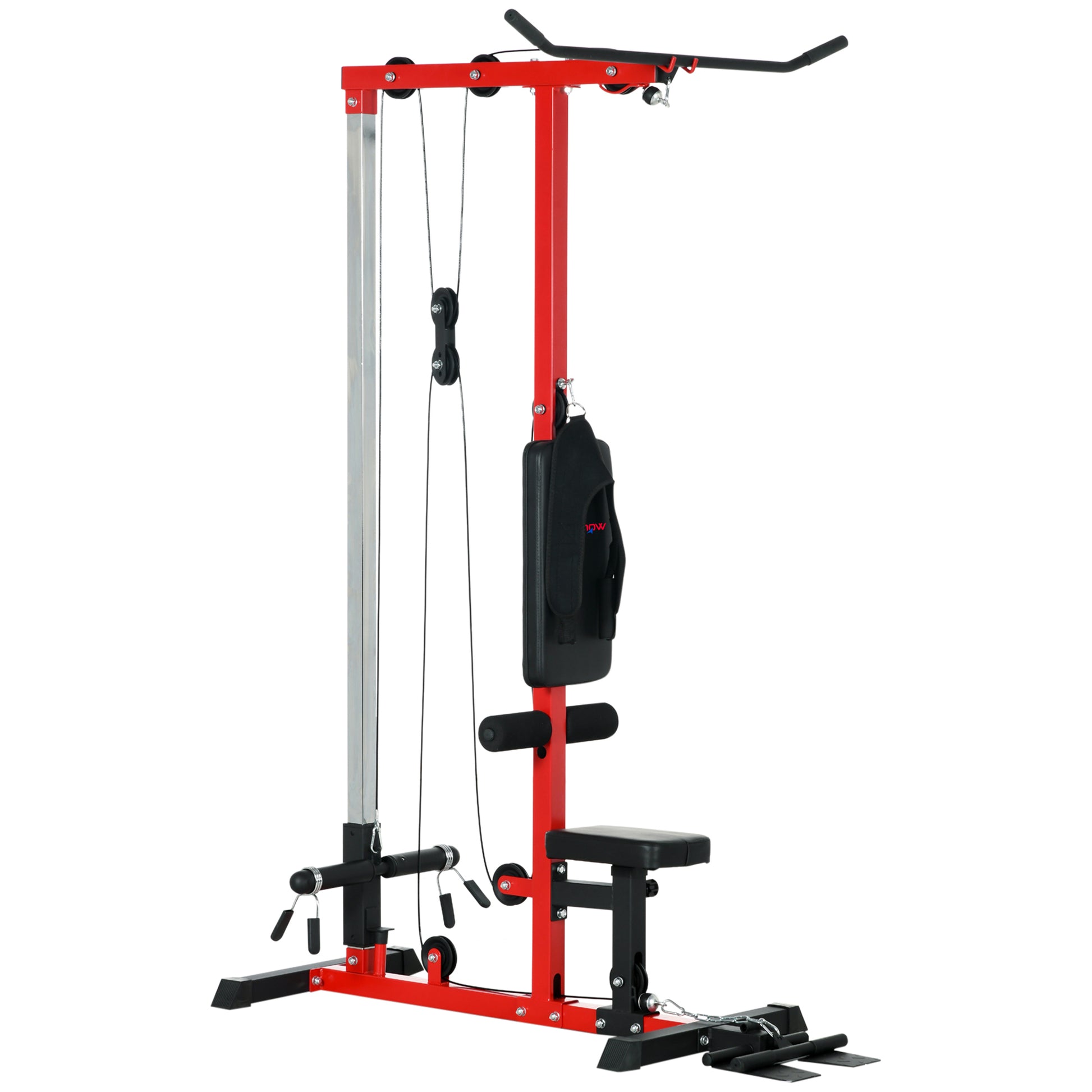 Photo of SPORTNOW Pull Up Station, Power Cage with Adjustable Seat, for Home Gym - Red in Red colour on a white background