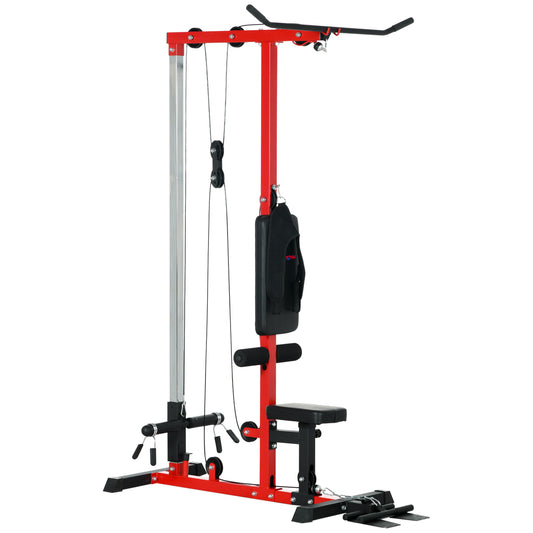 Photo of SPORTNOW Pull Up Station, Power Cage with Adjustable Seat, for Home Gym - Red in Red colour on a white background