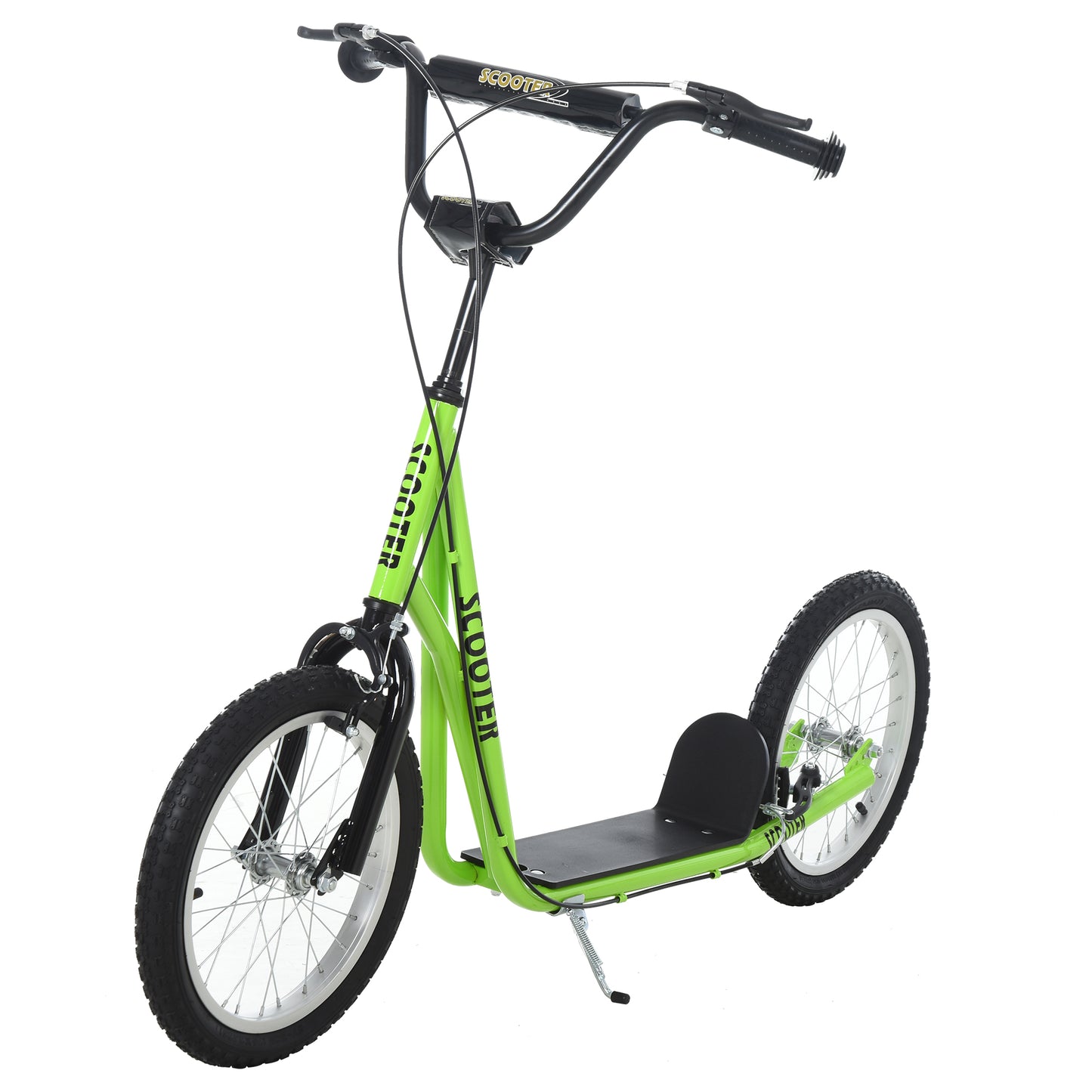 Photo of HOMCOM Kick Scooters for Kids with Adjustable Height, Anti-Slip Deck, Dual Brakes, Rubber Tyres, for Boys and Girls Aged 5+ Years Old - Green in Green colour on a white background