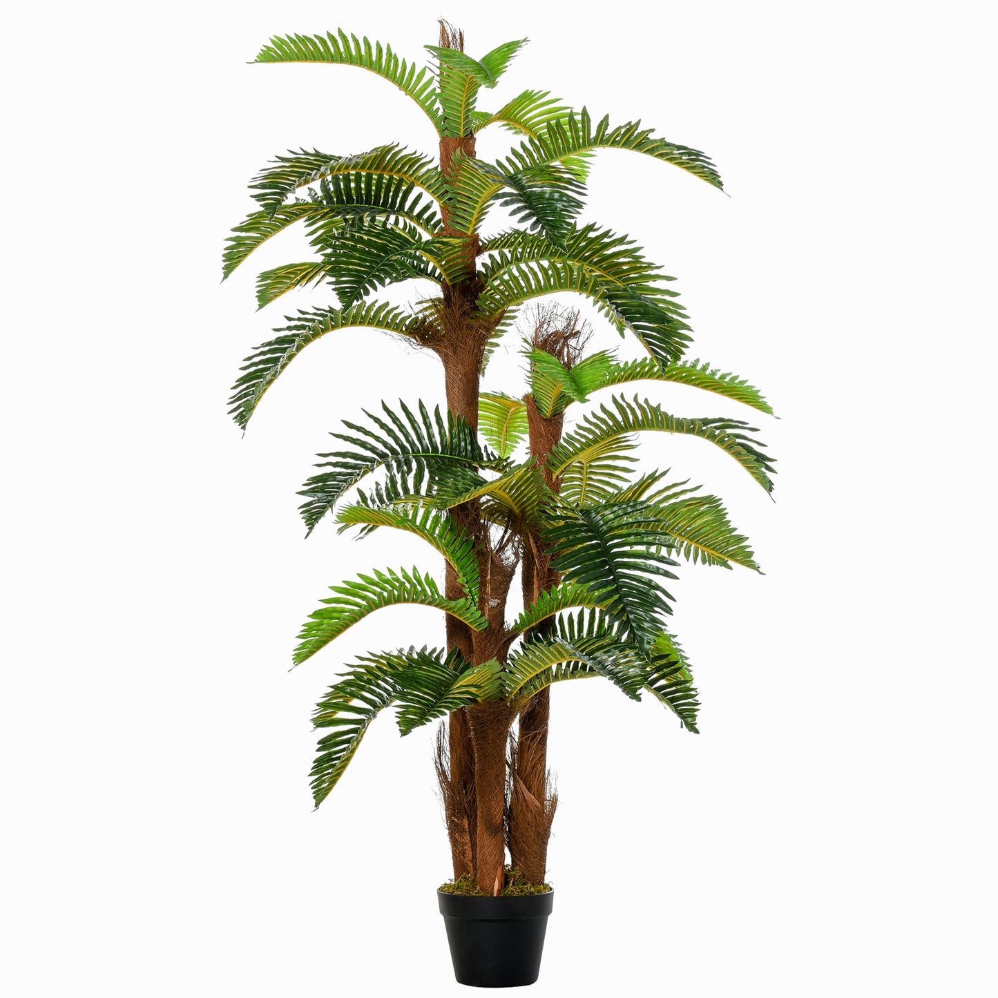 Photo of Outsunny Artificial Plant Tropical Fern in Pot, Fake Plants for Home Indoor Decor, 150cm, Green in Green colour on a white background