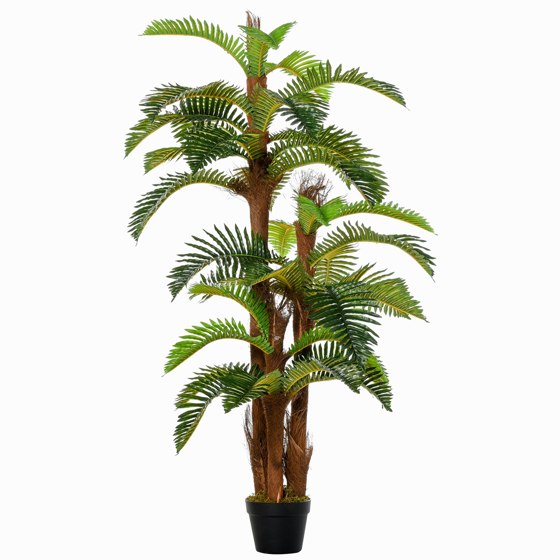 Photo of Outsunny Artificial Plant Tropical Fern in Pot, Fake Plants for Home Indoor Decor, 150cm, Green in Green colour on a white background