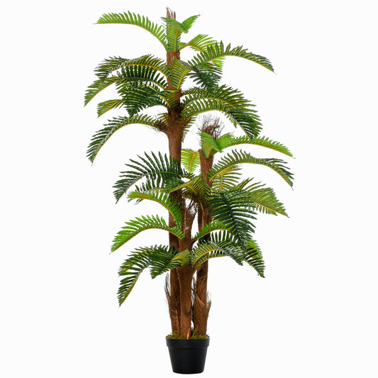 Photo of Outsunny Artificial Plant Tropical Fern in Pot, Fake Plants for Home Indoor Decor, 150cm, Green in Green colour on a white background