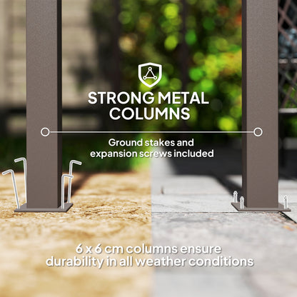 Outsunny pergola square metal support column with ground mounting hardware