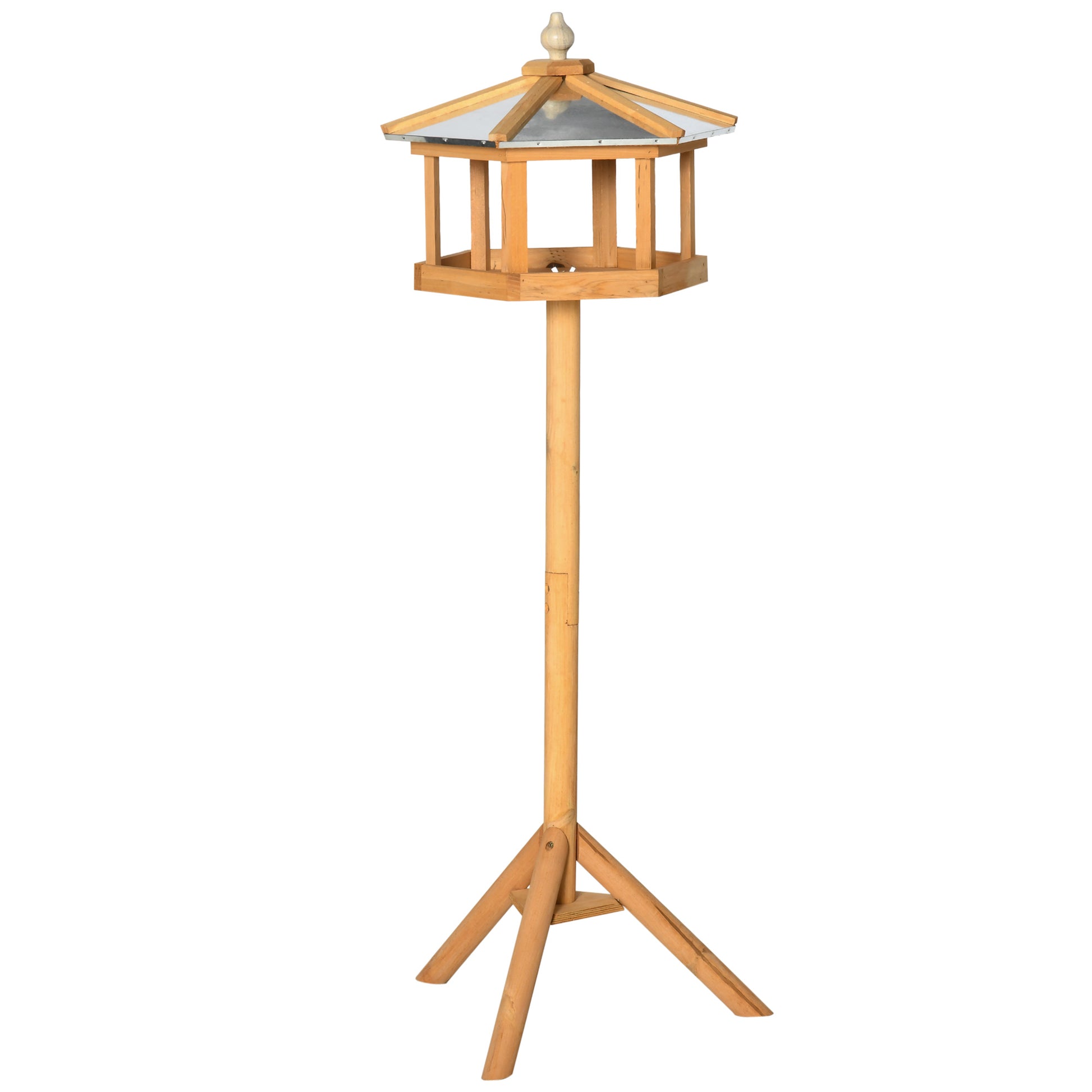 Photo of PawHut Wooden Bird Table Free Standing Feeder Garden Sheltered Feeding Station Parrot Stand Birdhouse Φ40x113cm in Φ40x113cm colour on a white background