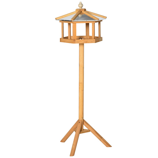 Photo of PawHut Wooden Bird Table Free Standing Feeder Garden Sheltered Feeding Station Parrot Stand Birdhouse Φ40x113cm in Φ40x113cm colour on a white background