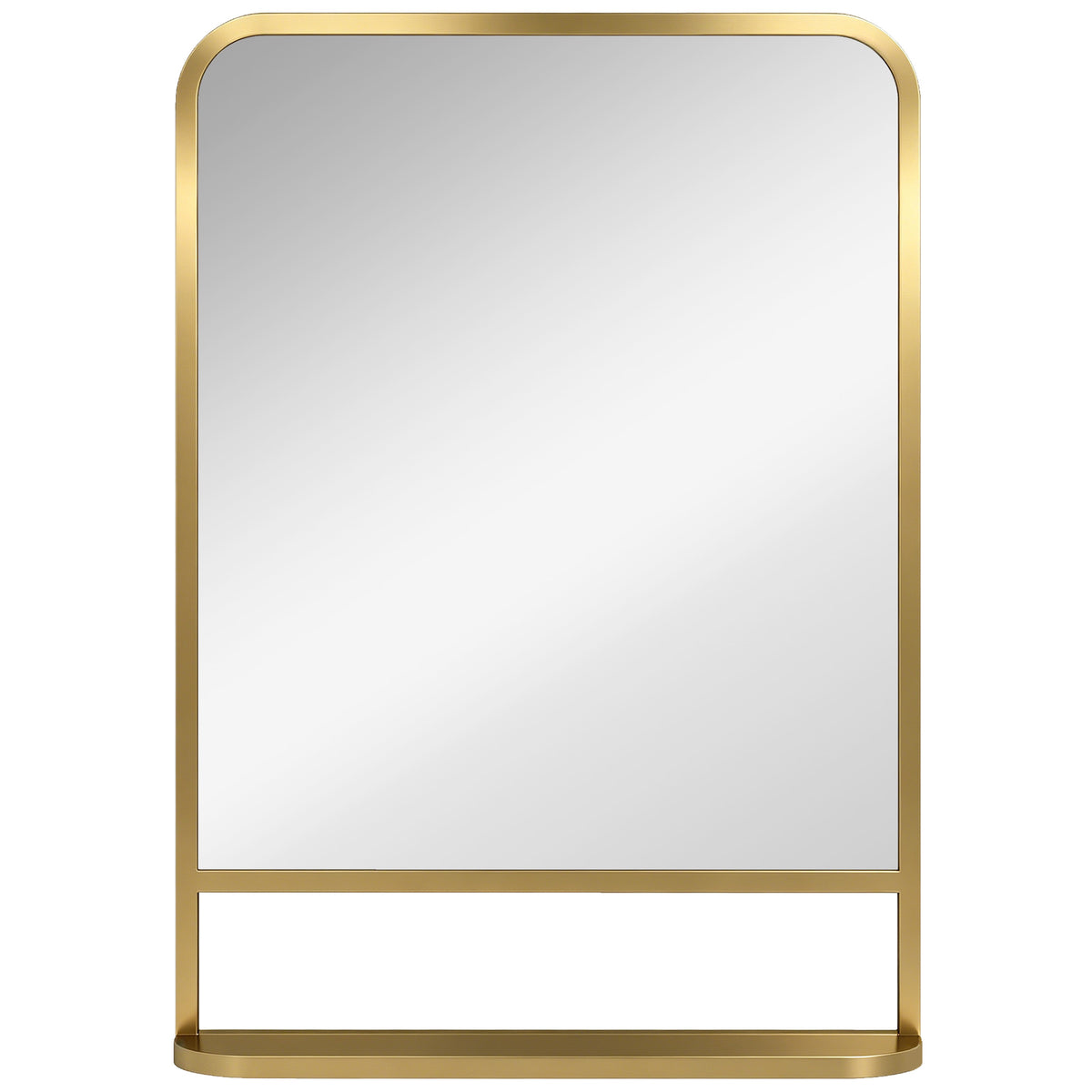 Photo of HOMCOM Modern Rectangular Wall Mirror with Storage Shelf, 70 x 50 cm, Gold Tone in Tone colour on a white background