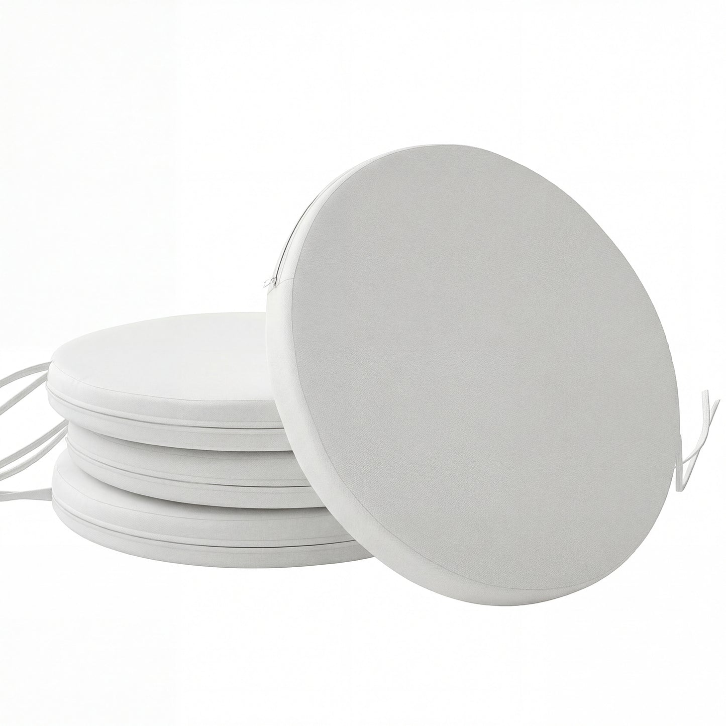 Photo of Outsunny Outdoor Bistro Chair Cushions Set of 4 with Removable Cover, 41 x 41 x 5 cm Round Seat Cushions with Ties, White in White colour on a white background