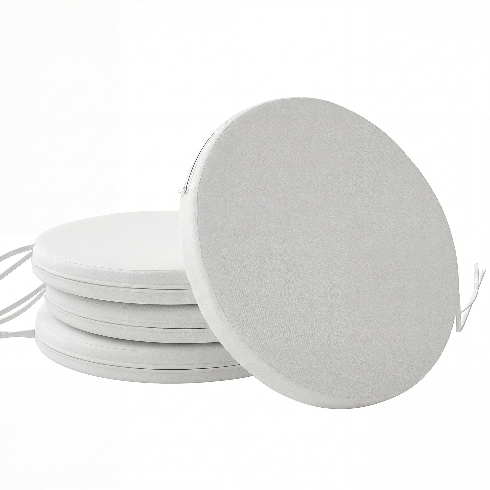Photo of Outsunny Outdoor Bistro Chair Cushions Set of 4 with Removable Cover, 41 x 41 x 5 cm Round Seat Cushions with Ties, White in White colour on a white background