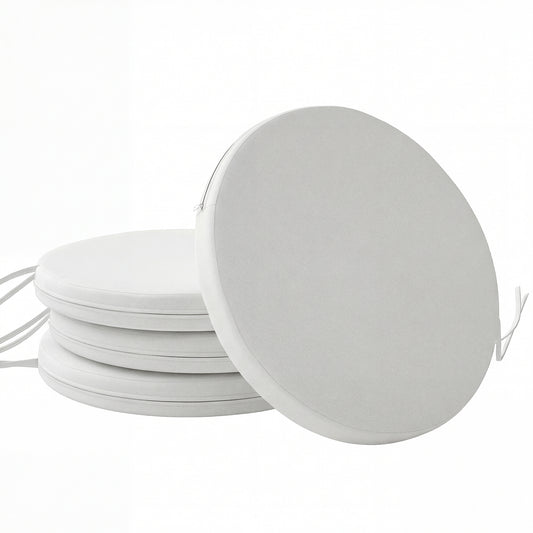 Photo of Outsunny Outdoor Bistro Chair Cushions Set of 4 with Removable Cover, 41 x 41 x 5 cm Round Seat Cushions with Ties, White in White colour on a white background