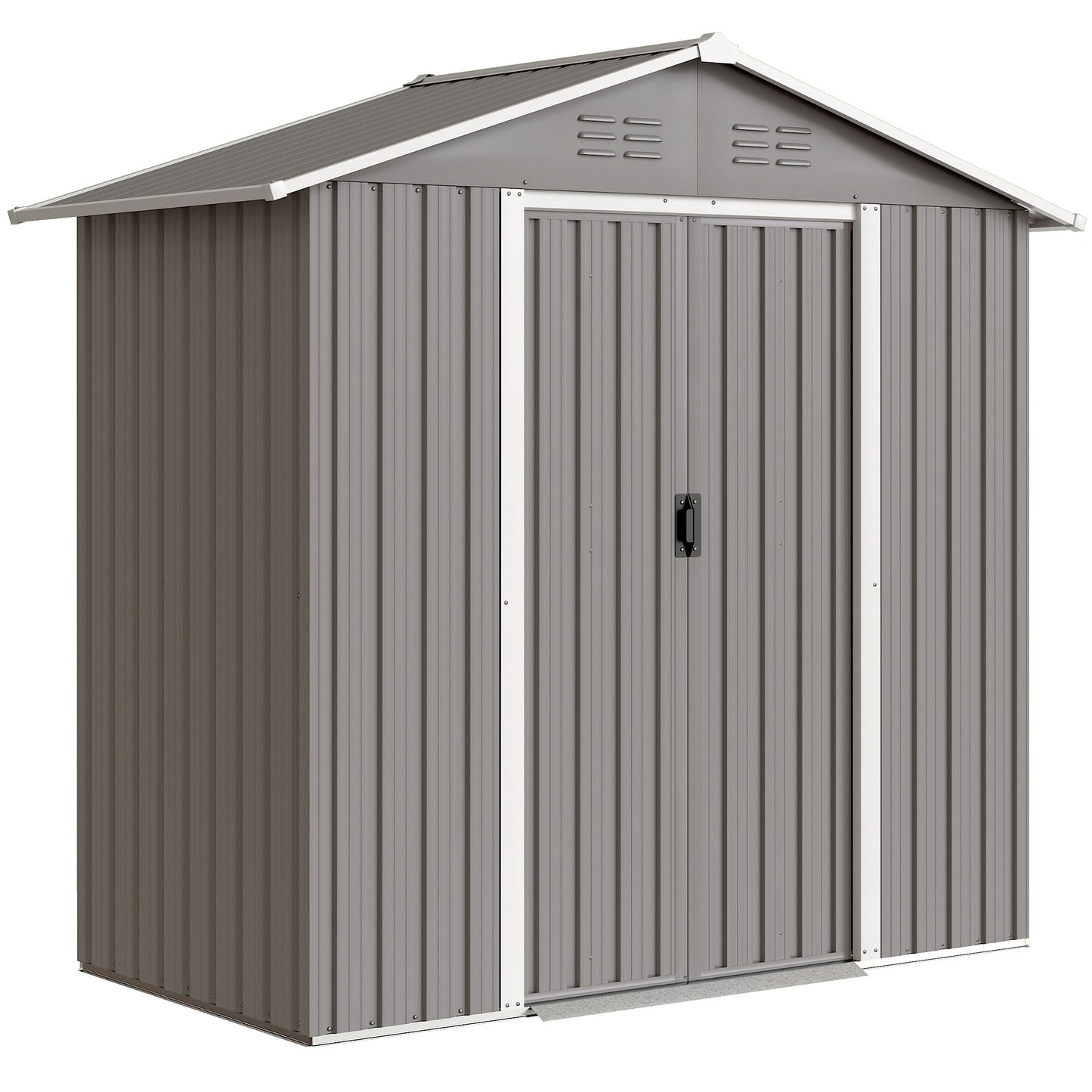 Photo of Outsunny 6.5 x 3.5ft Metal Garden Storage Shed - Light Grey in Grey colour on a white background
