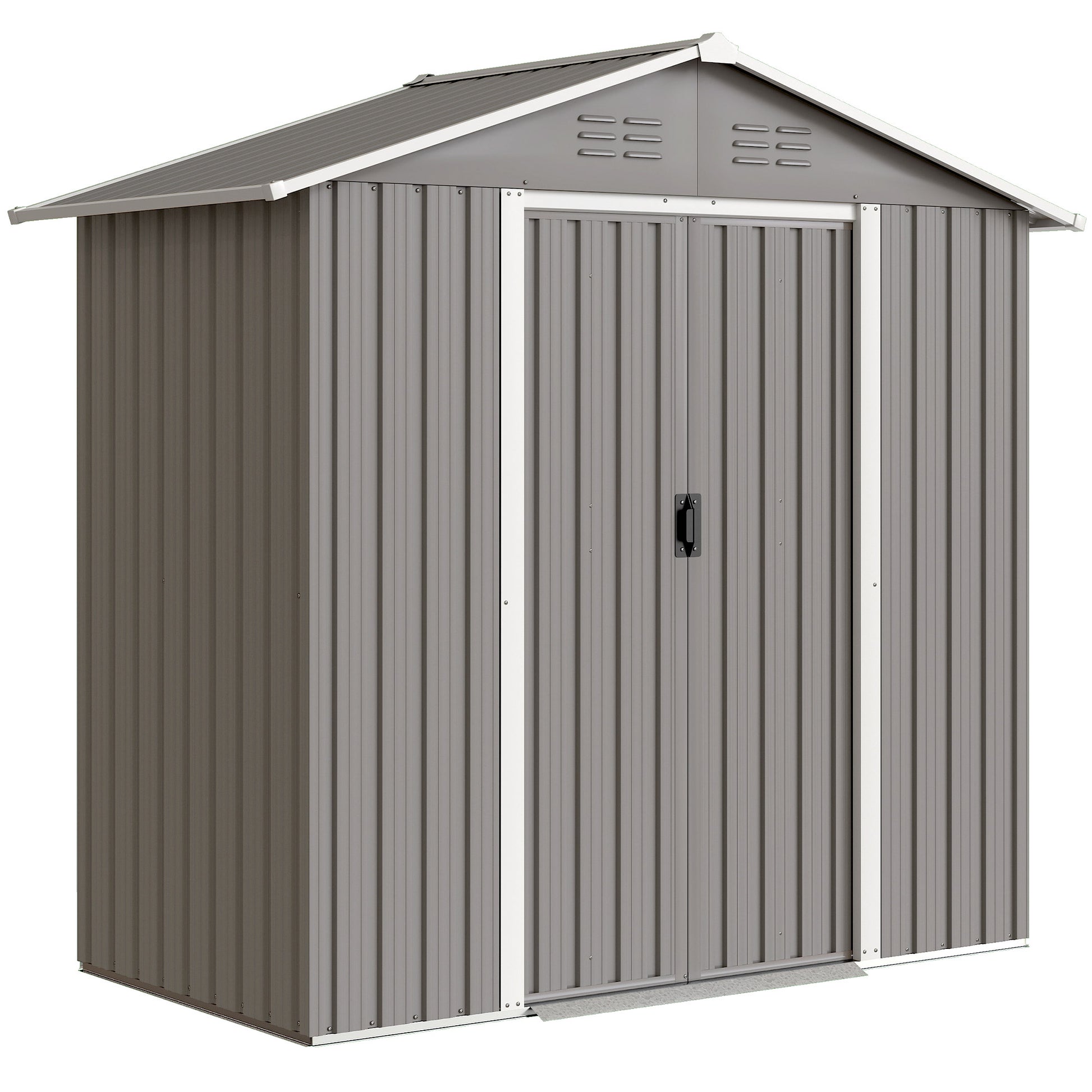 Photo of Outsunny 6.5 x 3.5ft Metal Garden Storage Shed - Light Grey in Grey colour on a white background