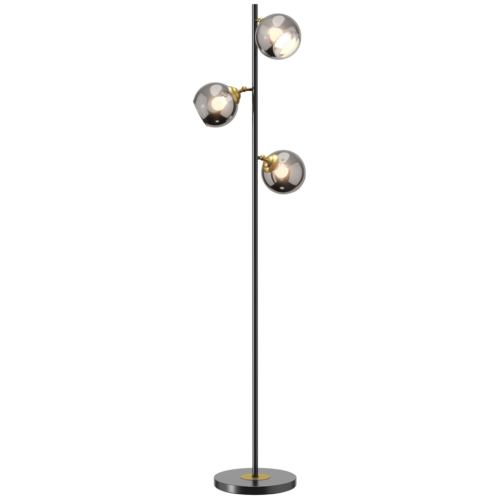 Photo of HOMCOM Tree Floor Lamp for Living Room Bedroom with 3 Light, Modern Standing Lamp, (Bulb not Included), 162cm, Grey in Grey colour on a white background
