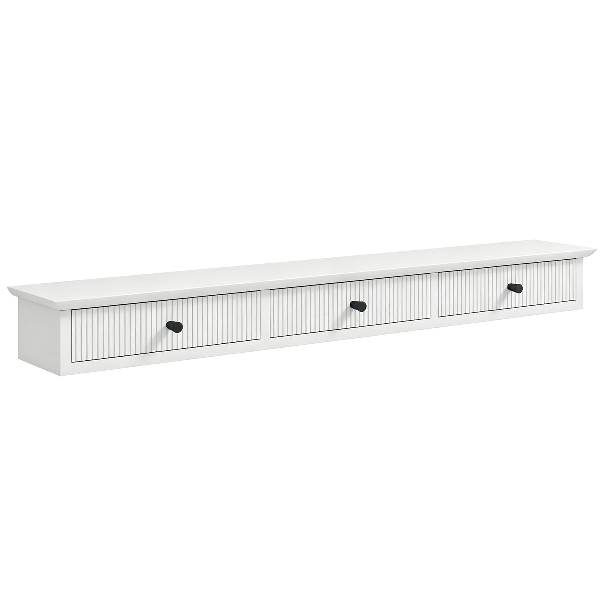 Photo of HOMCOM Shelf Wall-Mounted Storage Shelf Shelving Unit MDF 93 x 15 x 10 cm Entryway Kitchen Living Room, White in White colour on a white background