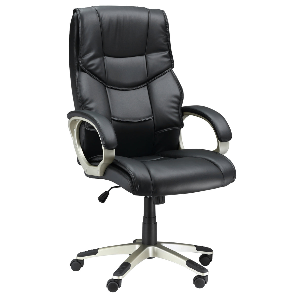 Photo of HOMCOM Home Office Chair High Back Computer Desk Chair with Faux Leather Adjustable Height Rocking Function Black in Black colour on a white background