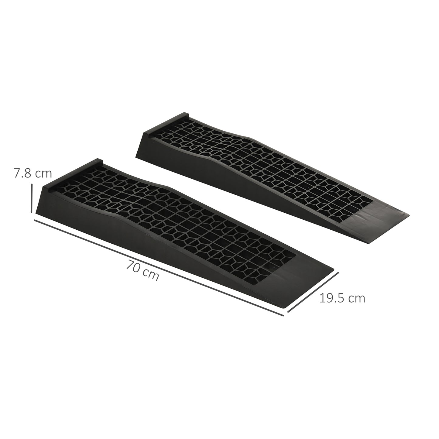 HOMCOM 2PCS Car Ramps, 3 Ton Low Entrance Plastic Curb Ramps with Anti-Slip Surface, Car Lift for Garage Workshop Cars SUVs Small Vans