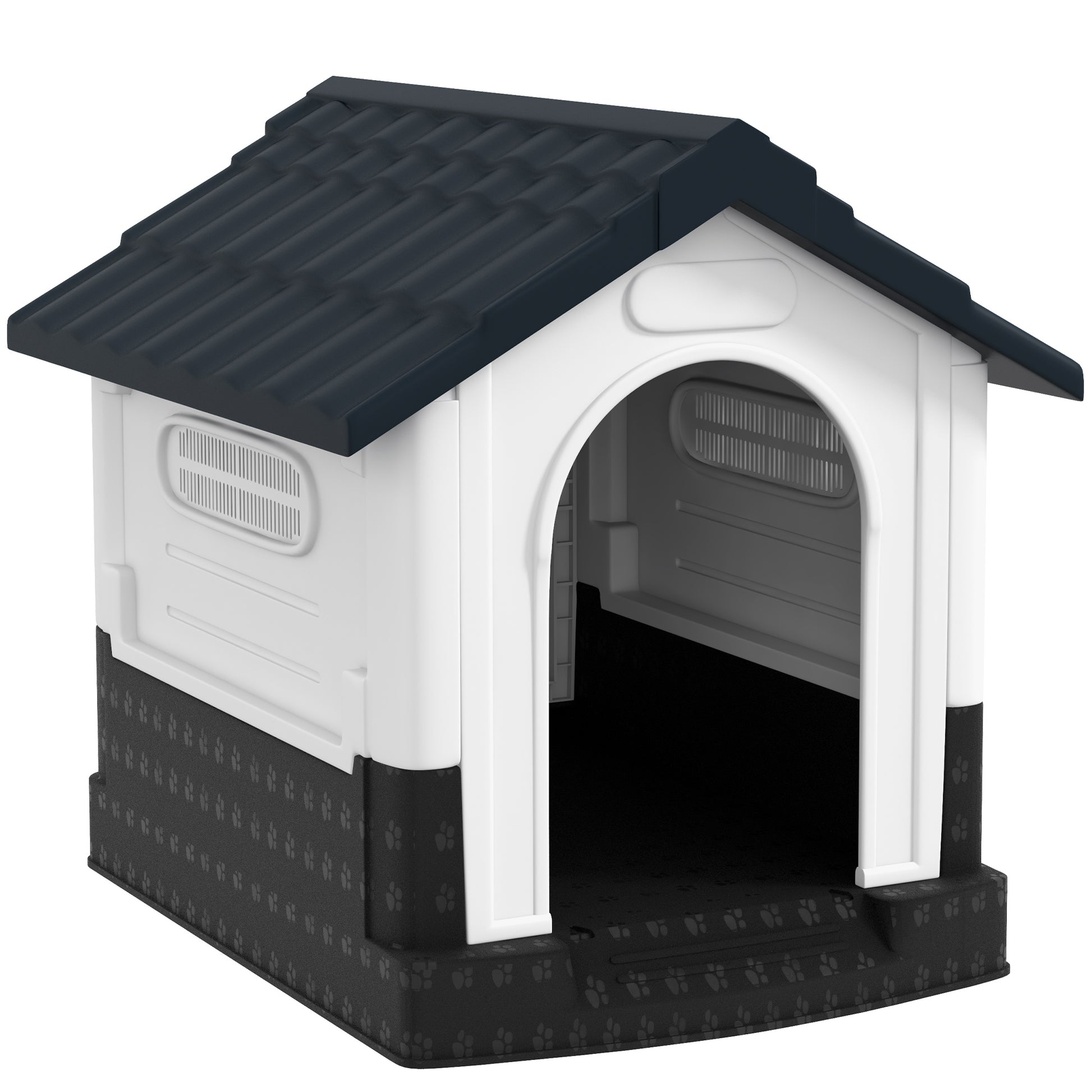 Photo of PawHut Plastic Dog Kennel with Windows, for Garden Patio, Miniature and Small Dogs, 80 x 69 x 76cm - Grey in Grey colour on a white background