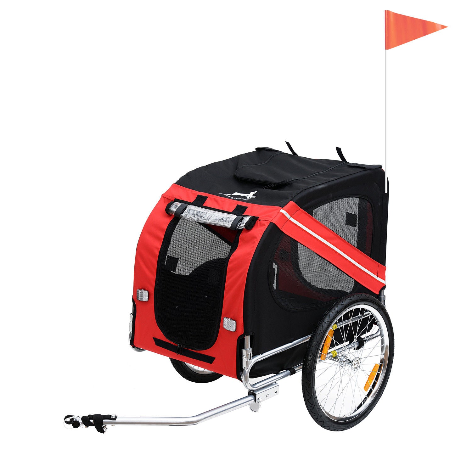 Photo of Pawhut Bicycle Pet Trailer in Steel Frame-Red/Black in Frame-Red/Black colour on a white background