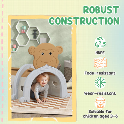 AIYAPLAY monkey play tunnel with a child crawling through its entrance