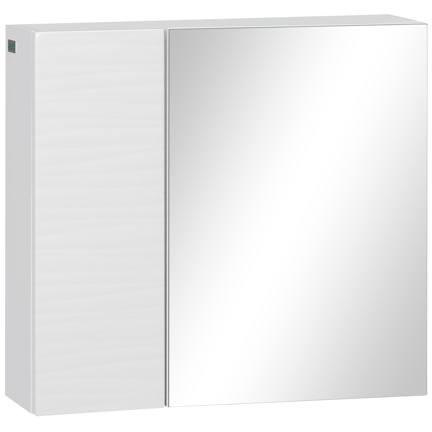 Photo of kleankin Bathroom Cabinet with Mirror, Double Door Wall Mounted Storage Cupboard Organizer with Adjustable Shelves, White in White colour on a white background