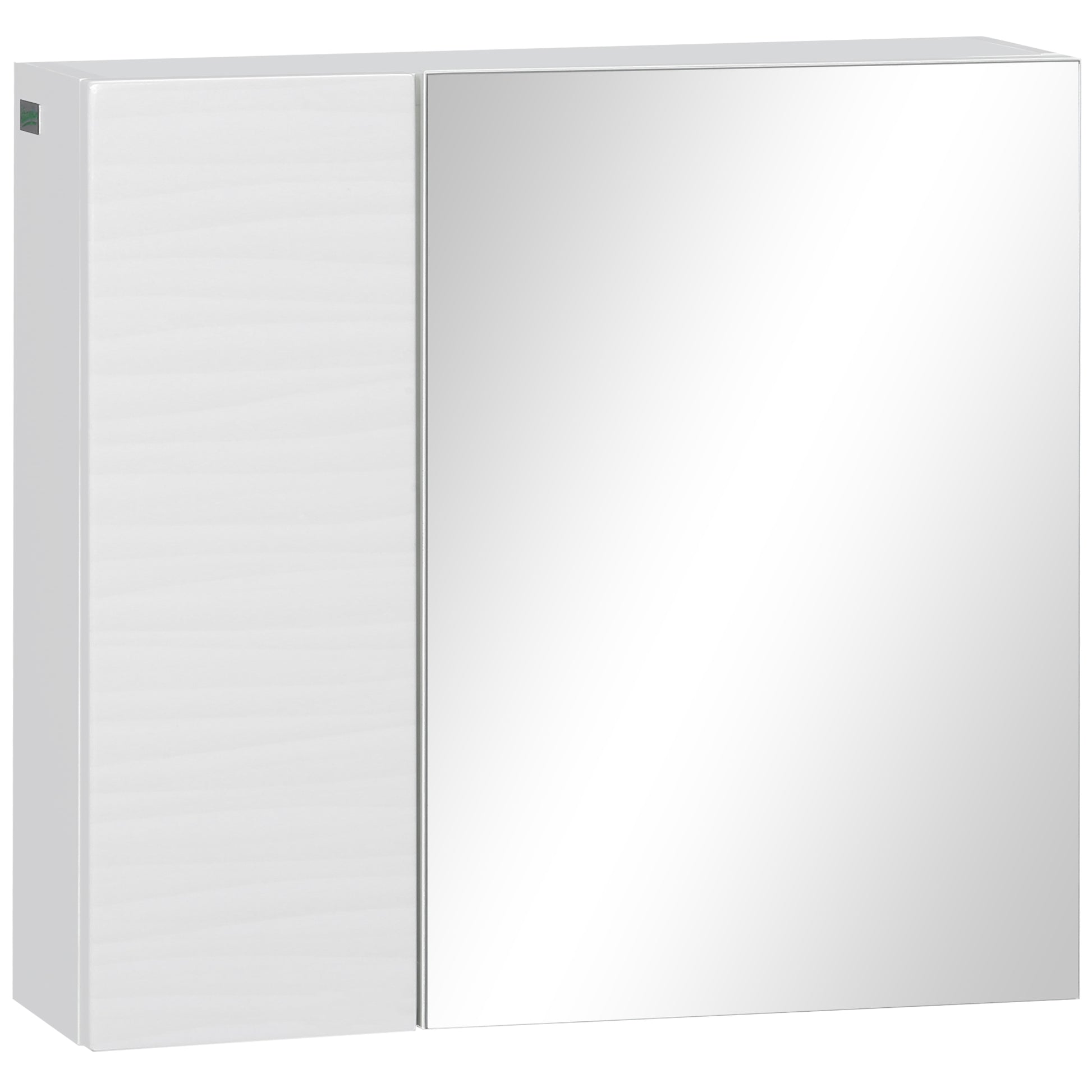 Photo of kleankin Bathroom Cabinet with Mirror, Double Door Wall Mounted Storage Cupboard Organizer with Adjustable Shelves, White in White colour on a white background