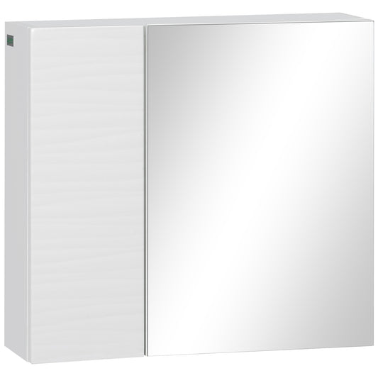 Photo of kleankin Bathroom Cabinet with Mirror, Double Door Wall Mounted Storage Cupboard Organizer with Adjustable Shelves, White in White colour on a white background