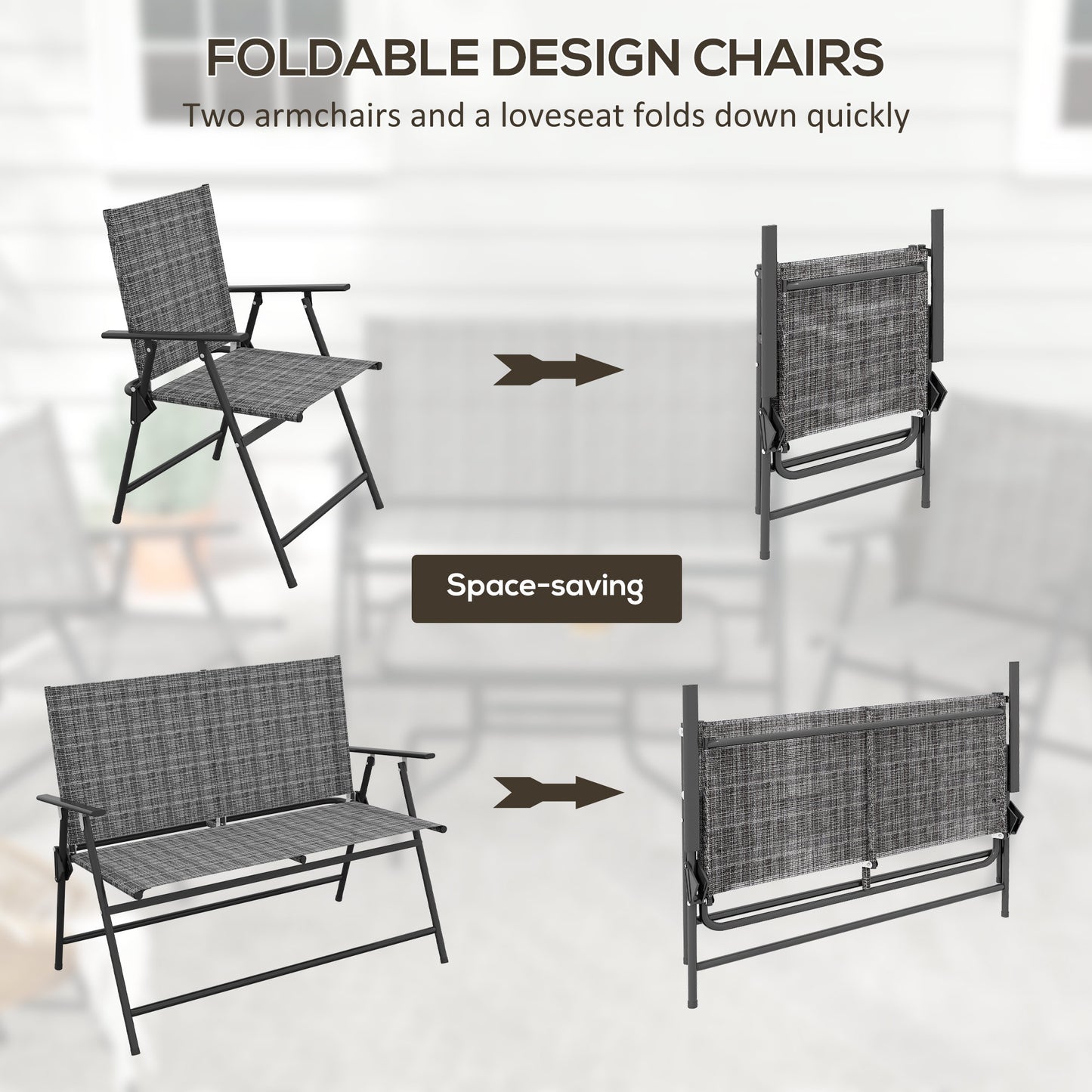 Outsunny Four-Piece Metal Garden Sofa Set - Mixed Grey