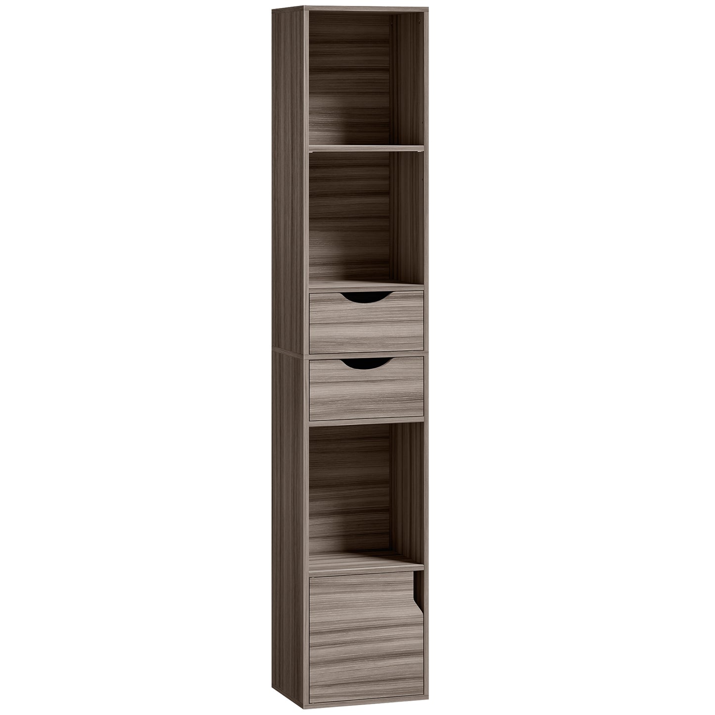 Photo of HOMCOM Bookcase with Drawers Adjustable Shelf Bookshelf with 2 Drawers and Cabinet 158 cm Grey in Grey colour on a white background