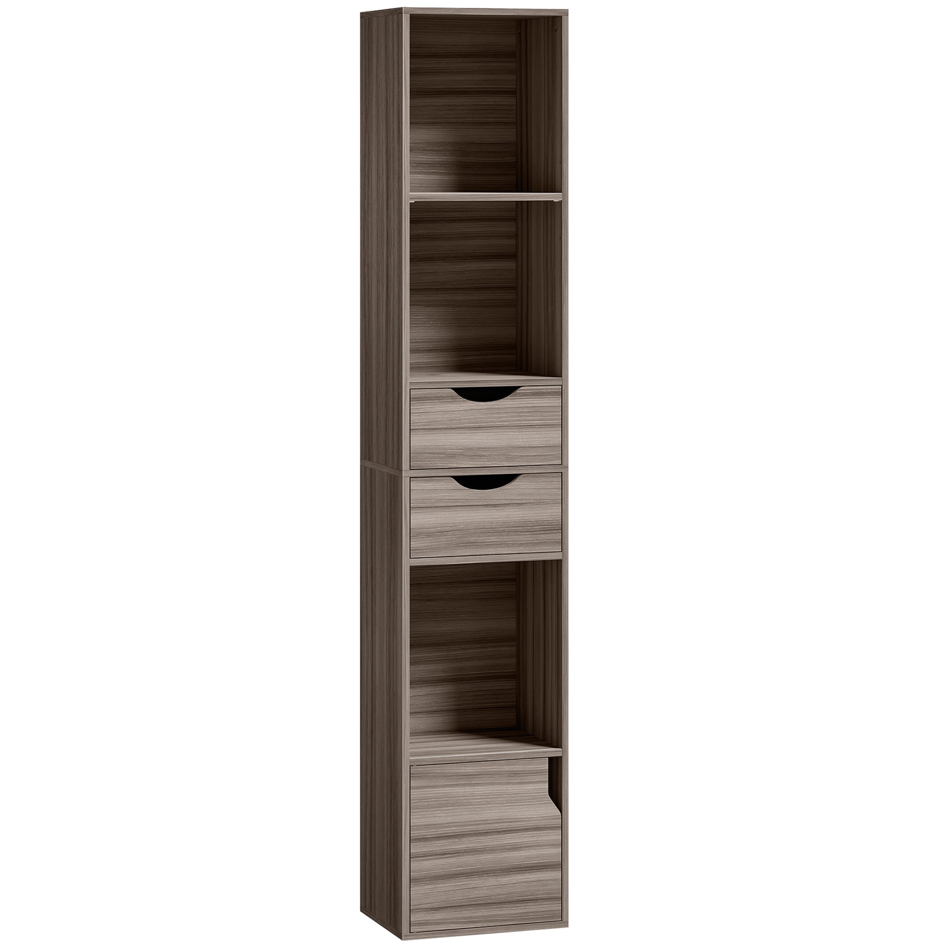 Photo of HOMCOM Bookcase with Drawers Adjustable Shelf Bookshelf with 2 Drawers and Cabinet 158 cm Grey in Grey colour on a white background