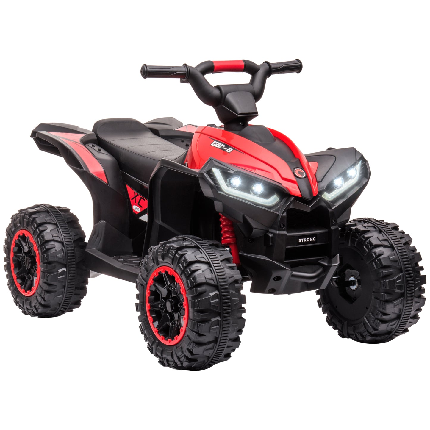Photo of HOMCOM 12V Ride-On Quad Bike w/ Music, Horn, for Ages 3-5 Years - Red in Red colour on a white background