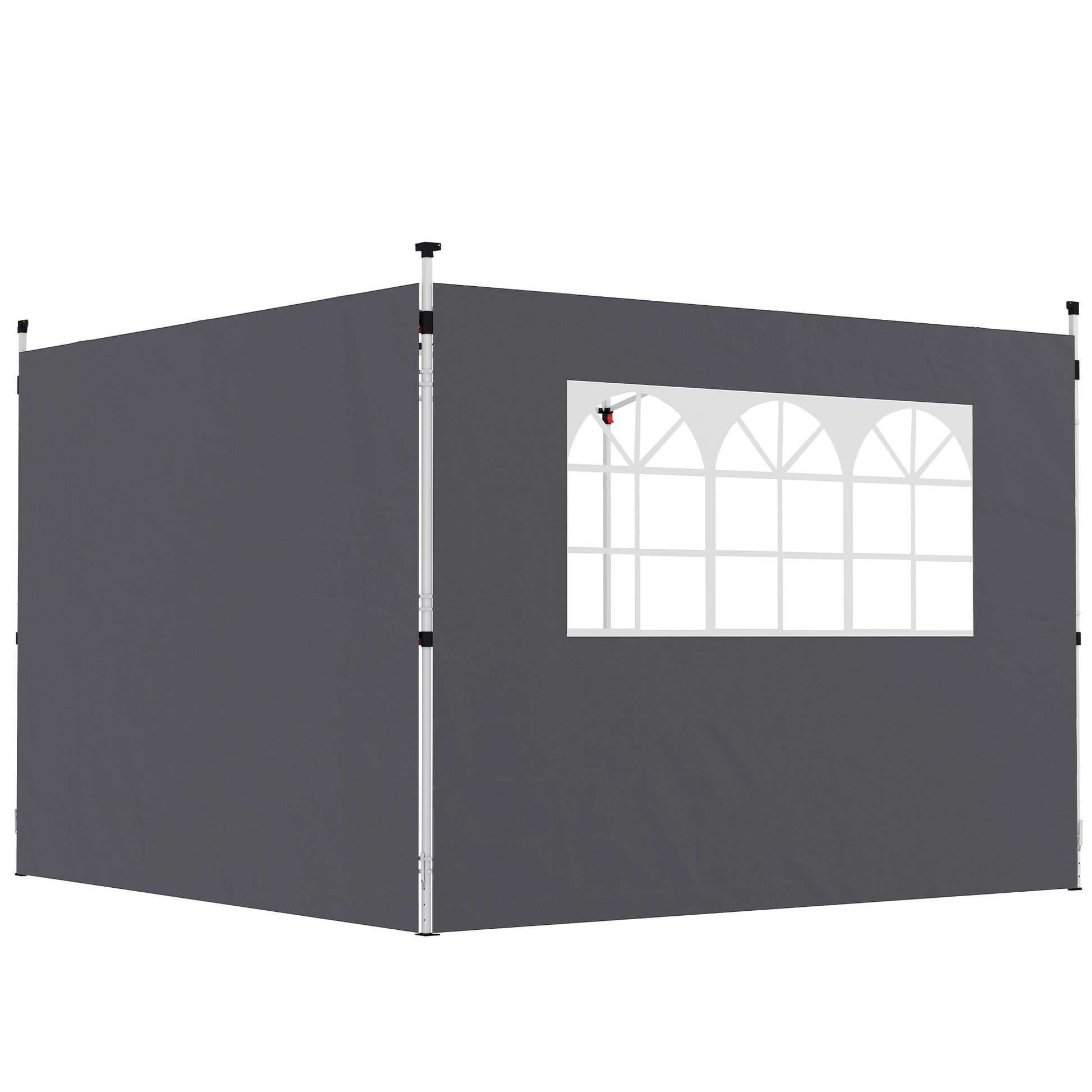 Photo of Outsunny 3 Meters Gazebo Replaceable Exchangeable Side Panel Wall Panels Walls With Window, Dark Grey in Grey colour on a white background