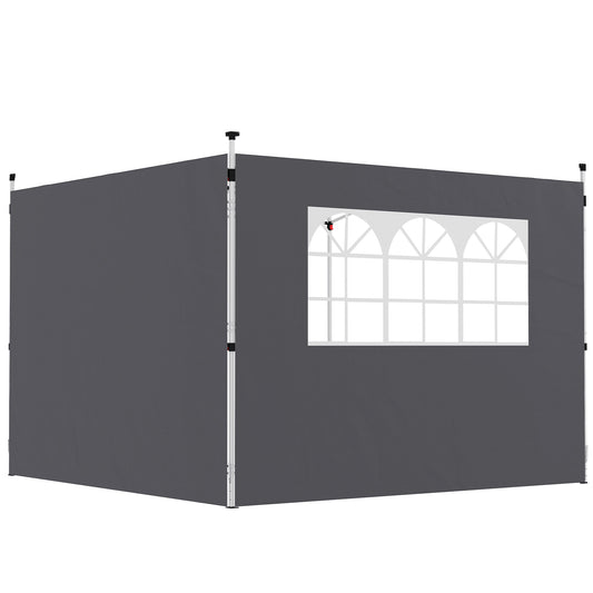 Photo of Outsunny 2.95 Meters Gazebo Replaceable Exchangeable Side Panel Wall Panels Walls With Window, Dark Grey in Grey colour on a white background