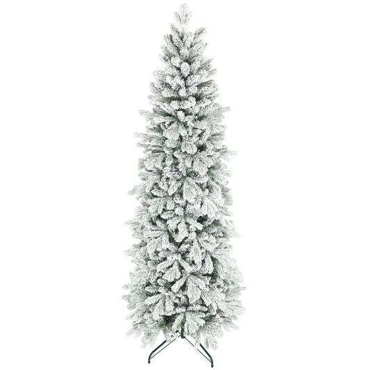 Photo of HOMCOM 7ft Flocked Artificial Christmas Tree in Tree colour on a white background