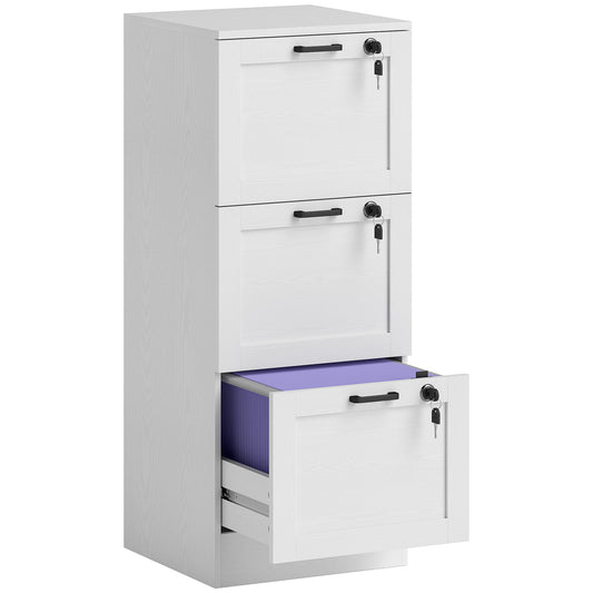 Photo of HOMCOM 3-Drawer Filing Cabinet with Lock - White in White colour on a white background