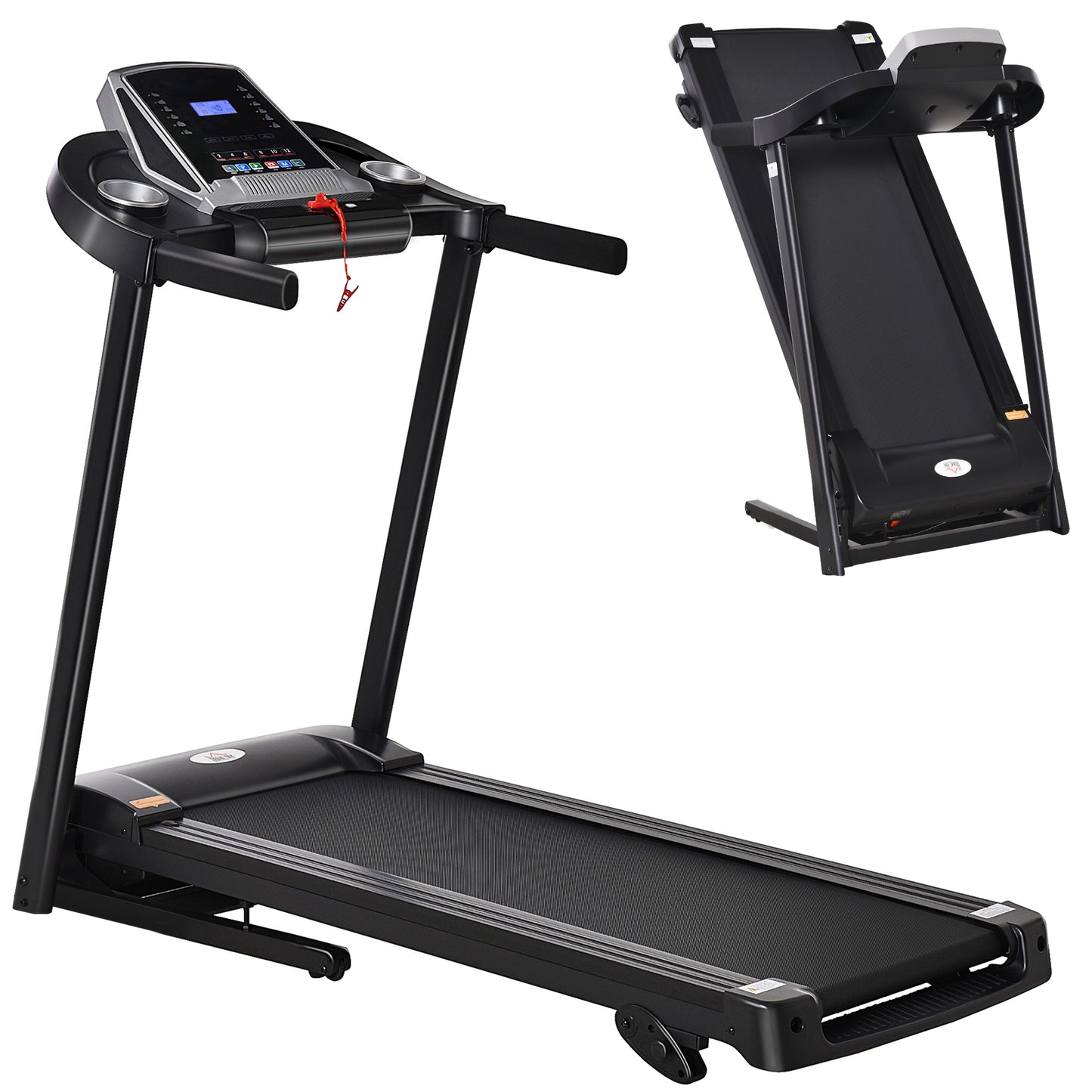 Photo of HOMCOM Folding Treadmill, 2.0HP Incline Treadmill Running Machine, 12.8 km/h, with LED Display, Manual Incline, 12 Preset Programs, Drink & Phone Holder for Home Gym Fitness in Fitness colour on a white background
