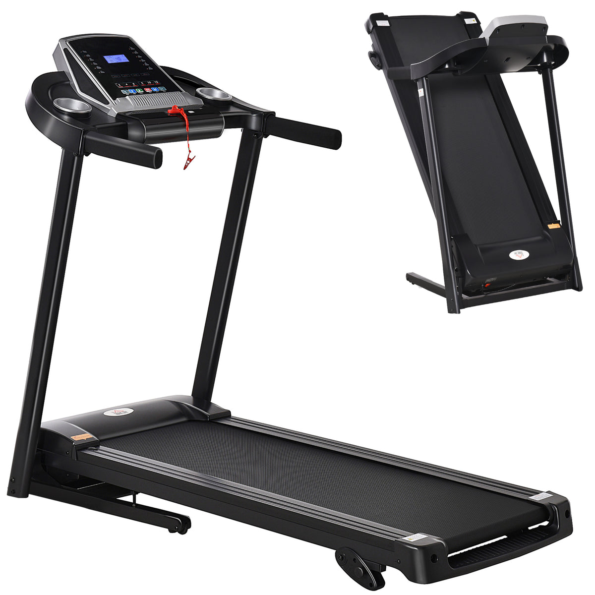 Photo of HOMCOM Folding Treadmill, 2.0HP Incline Treadmill Running Machine, 12.8 km/h, with LED Display, Manual Incline, 12 Preset Programs, Drink & Phone Holder for Home Gym Fitness in Fitness colour on a white background