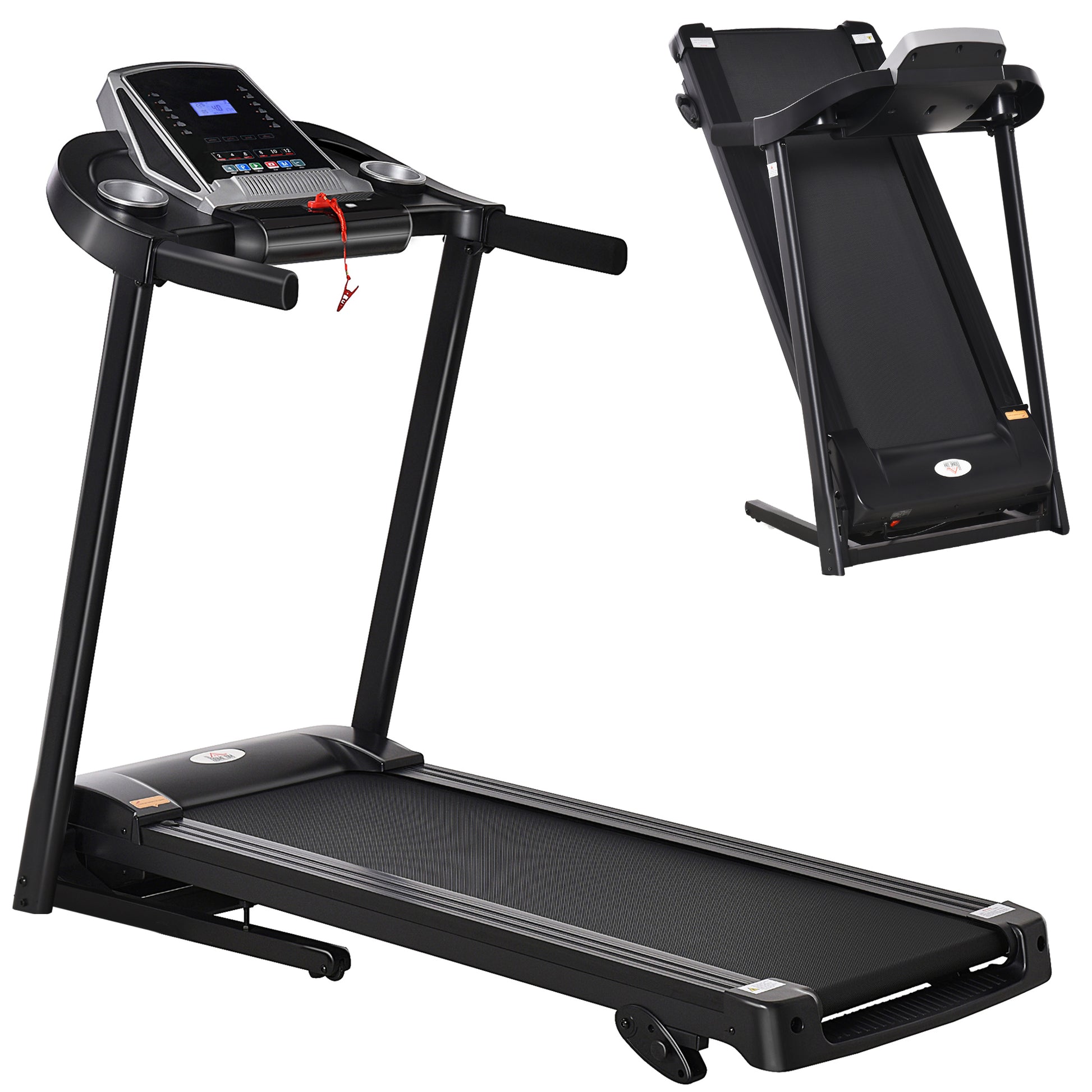 Photo of HOMCOM Folding Treadmill, 2.0HP Incline Treadmill Running Machine, 12.8 km/h, with LED Display, Manual Incline, 12 Preset Programs, Drink & Phone Holder for Home Gym Fitness in Fitness colour on a white background